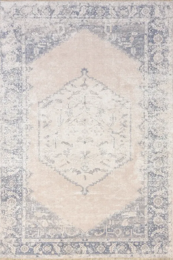 Gladys Fringed Vintage Medallion Washable Rug