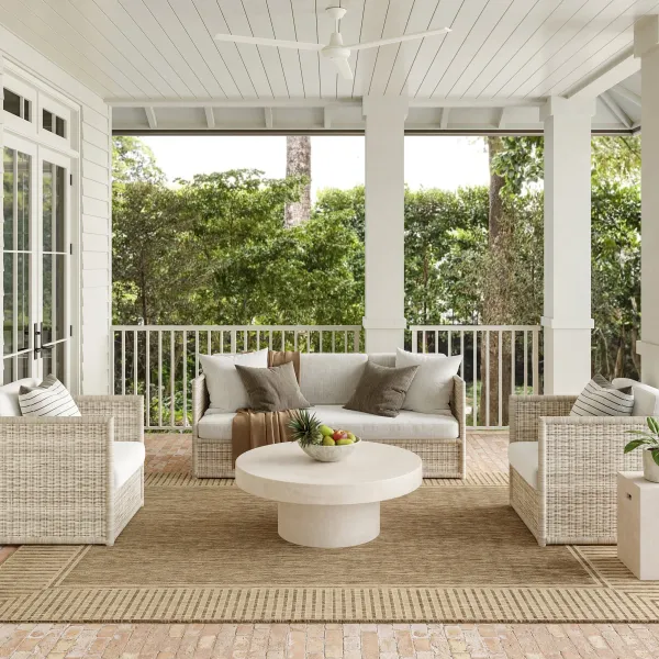 Striped Border Indoor/Outdoor Flatweave Rug