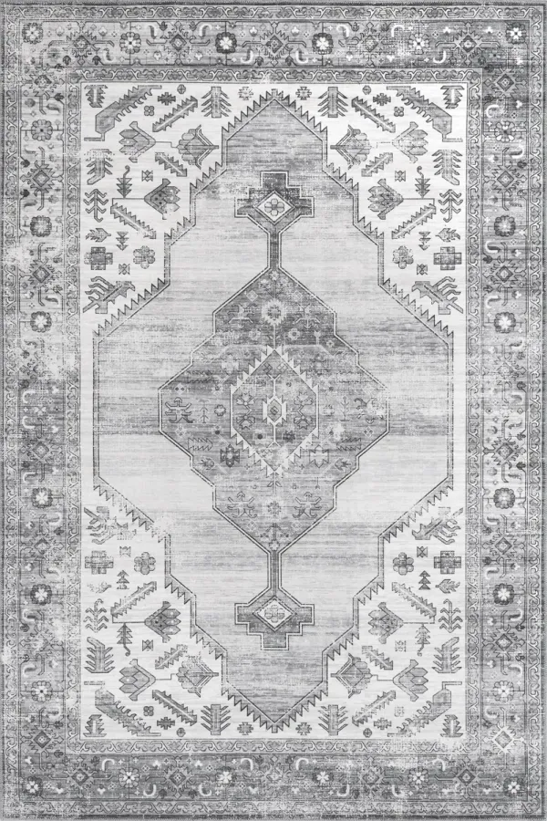 Native Iris Medallion Washable Rug