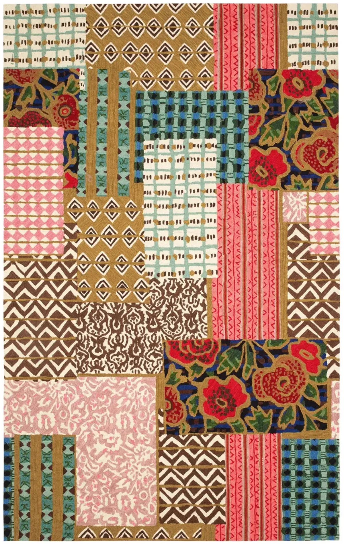 Elm Patchwork Hand Micro Hooked Wool Rug