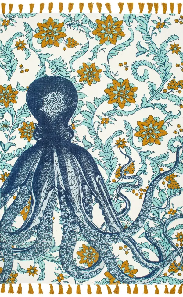 Flatweave Cotton Giant Octopus Rug
