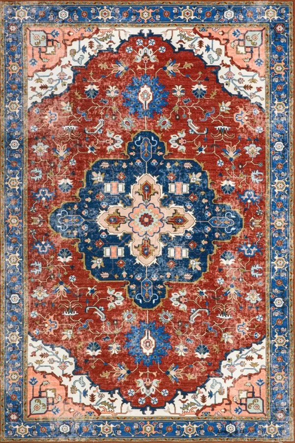 Amaryllis Medallion Washable Rug