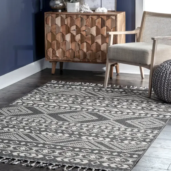 Banded Tribal Printed Flatweave Rug