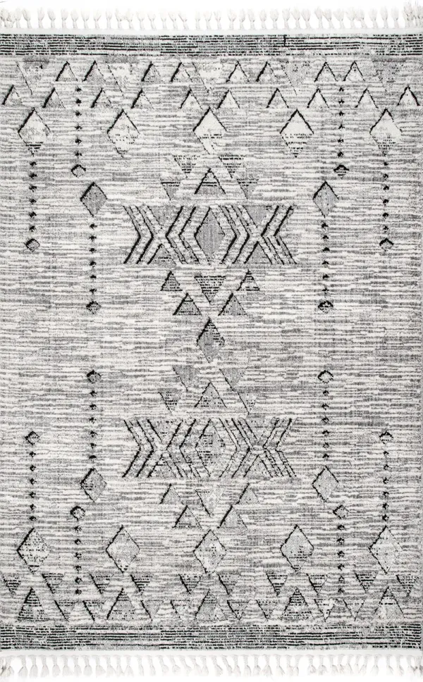 Carved Snowflake Tassel Rug