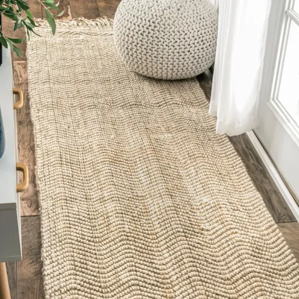 Jute Wavy Chevron With Tassel Rug