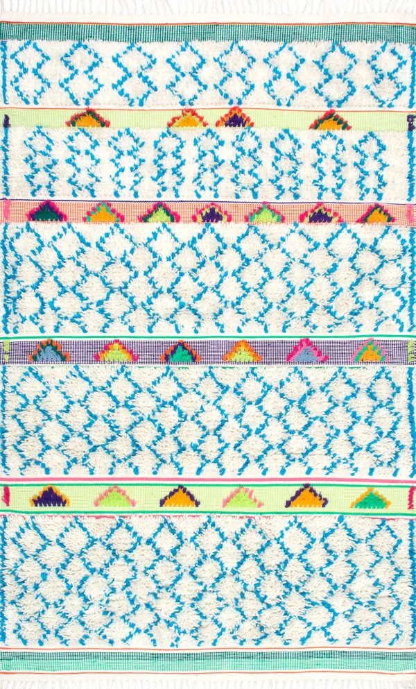 Raised Diamond Trellis Shag Rug