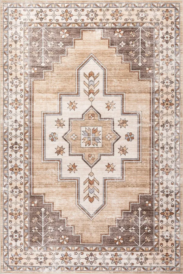 Laurel Medallion Spill Proof Washable Rug