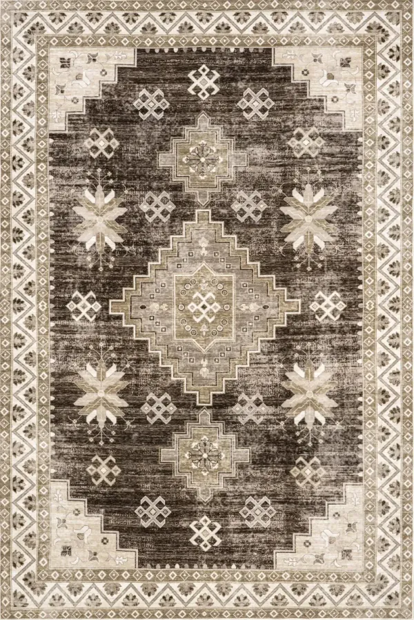 Clovebud Medallion Washable Rug