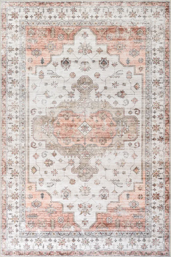 Francis Cartouche Medallion Spill Proof Washable Rug