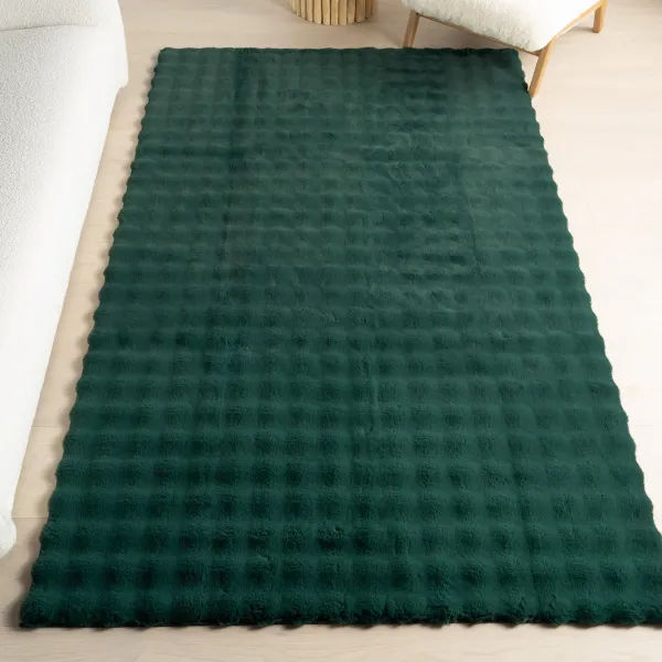 Ivana Checkered Plush Cloud Washable Rug