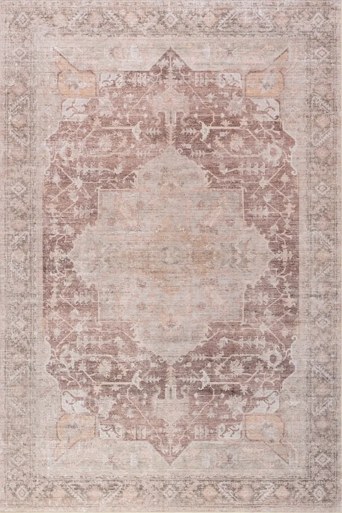 Ava Vintage Persian Spill Proof Washable Rug