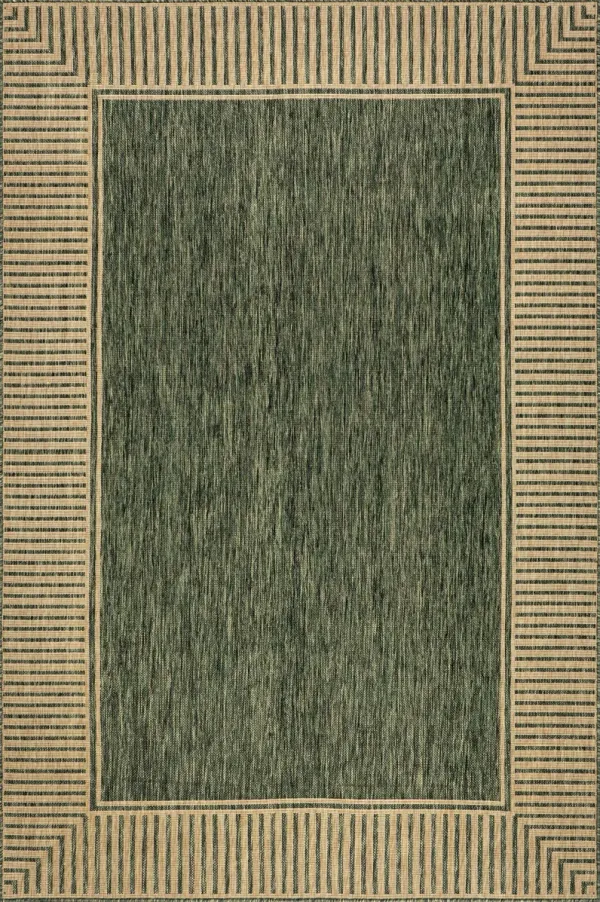Striped Border Indoor/Outdoor Flatweave Rug