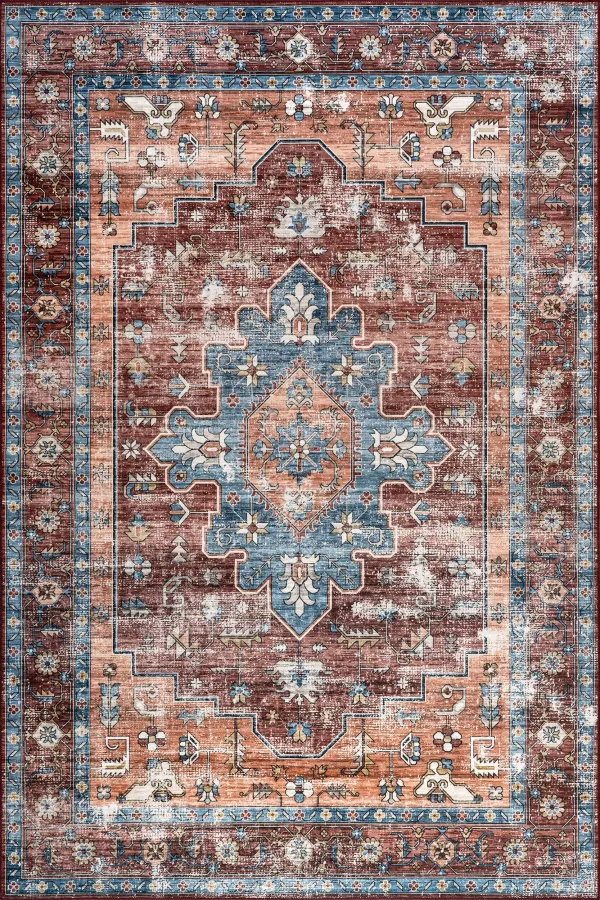 Castle Medallion Spill Proof Washable Rug