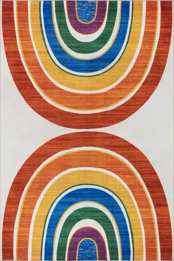 Matilda Kids Spill Proof Washable Double Rainbow Rug