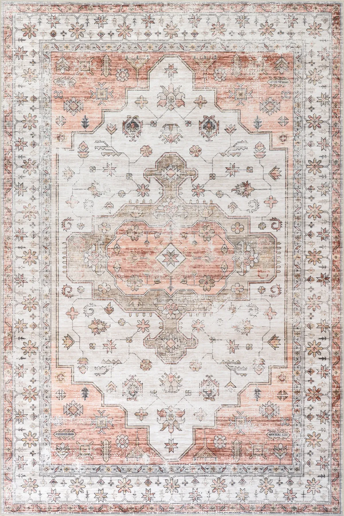 Francis Cartouche Medallion Spill Proof Washable Rug