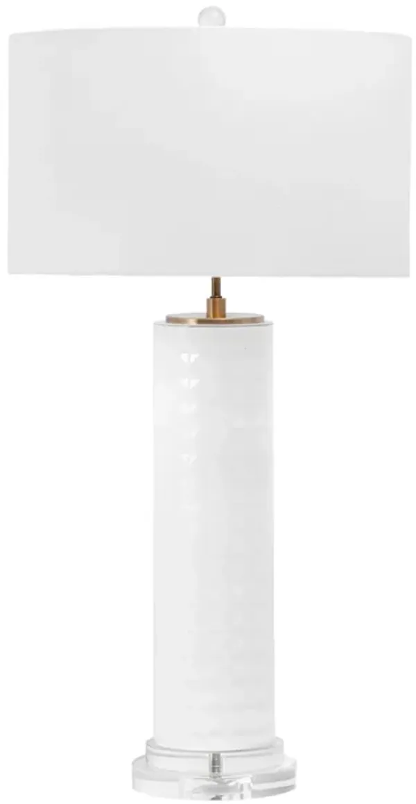 31-inch Textured Glass Tiled Column Table Lamp
