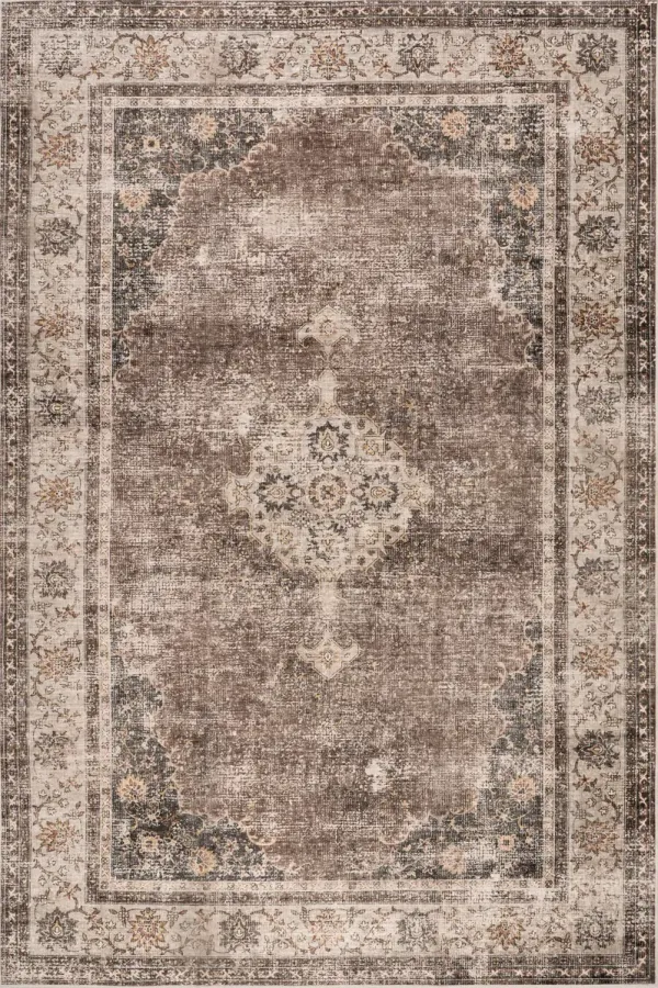 Rosewood Vintage Spill Proof Washable Rug