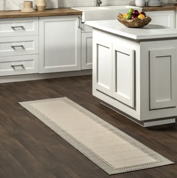 Striped Border Indoor/Outdoor Flatweave Rug