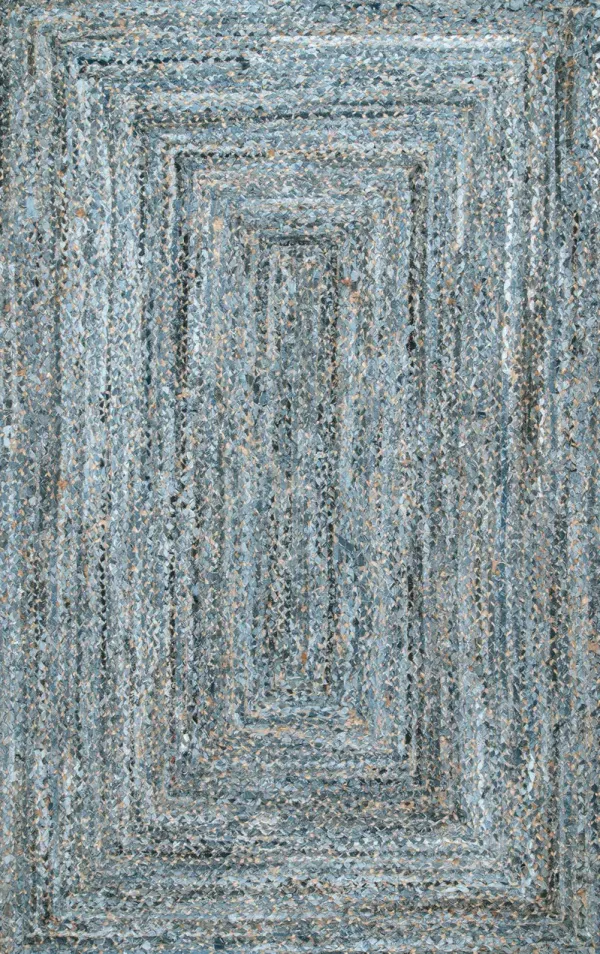 Hand Braided Denim And Jute Interwoven Solid Rug