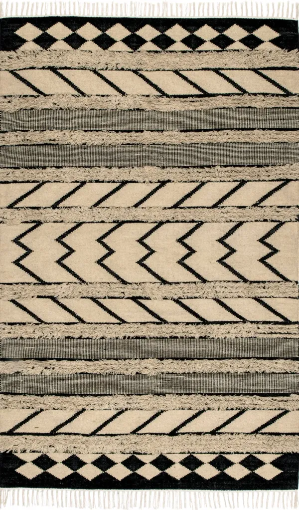 Shaggy Geometric Stripes Rug