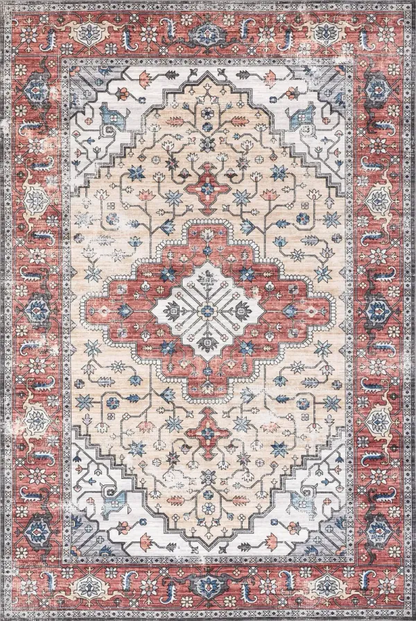 Sammie Vintage Medallion Washable Rug