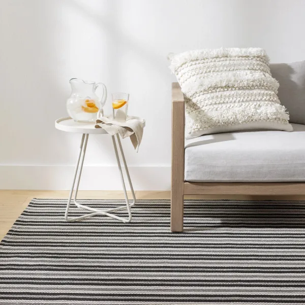 Ticking Stripe Handwoven Indoor/Outdoor Rug