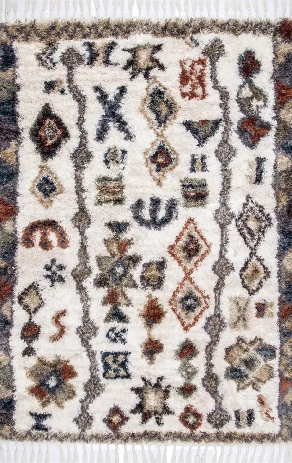 Moroccan Tribal Shag With Tassels Rug