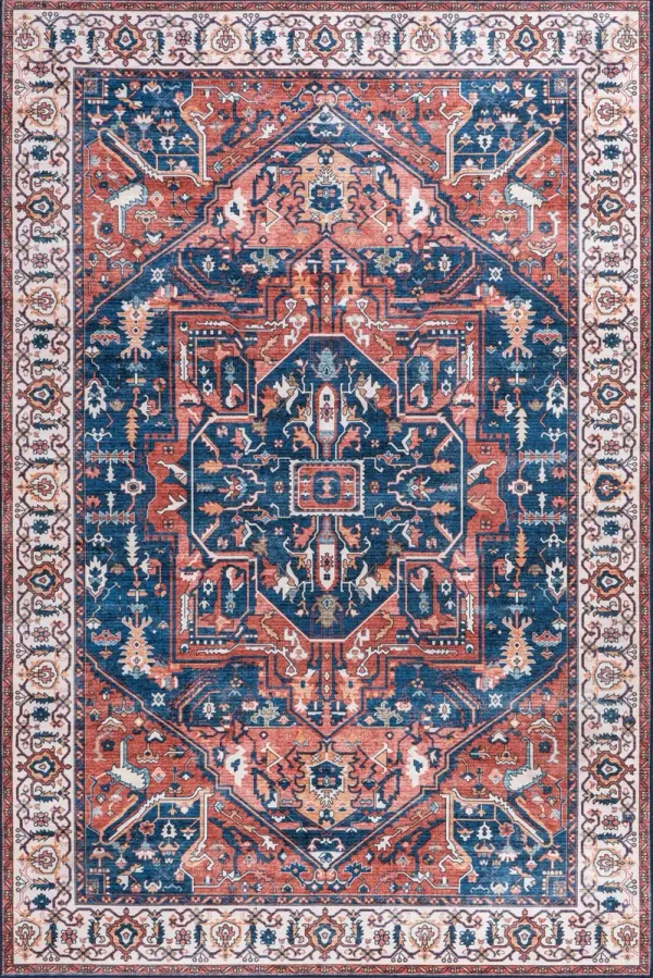 Atrium Medallion Spill Proof Washable Rug