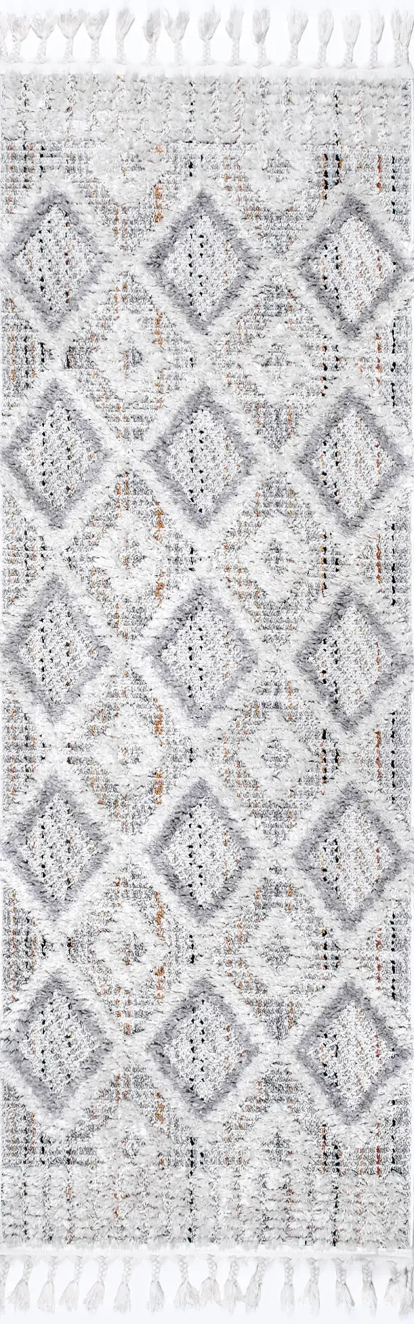 Shaggy Checkered Tiles Tassel Rug