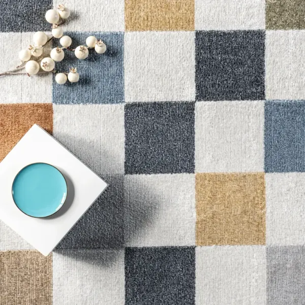 Carina Colorful Checkered Washable Rug