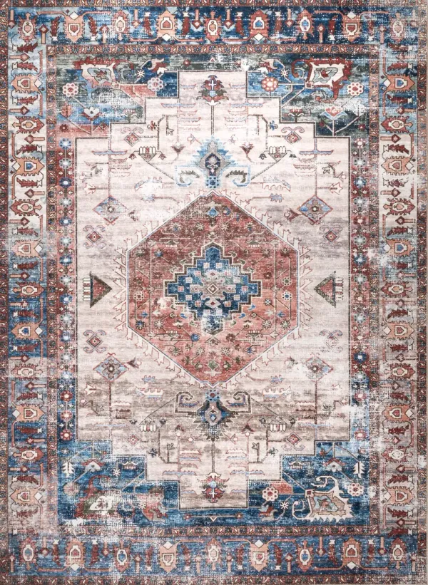 Runic Medallion Washable Rug