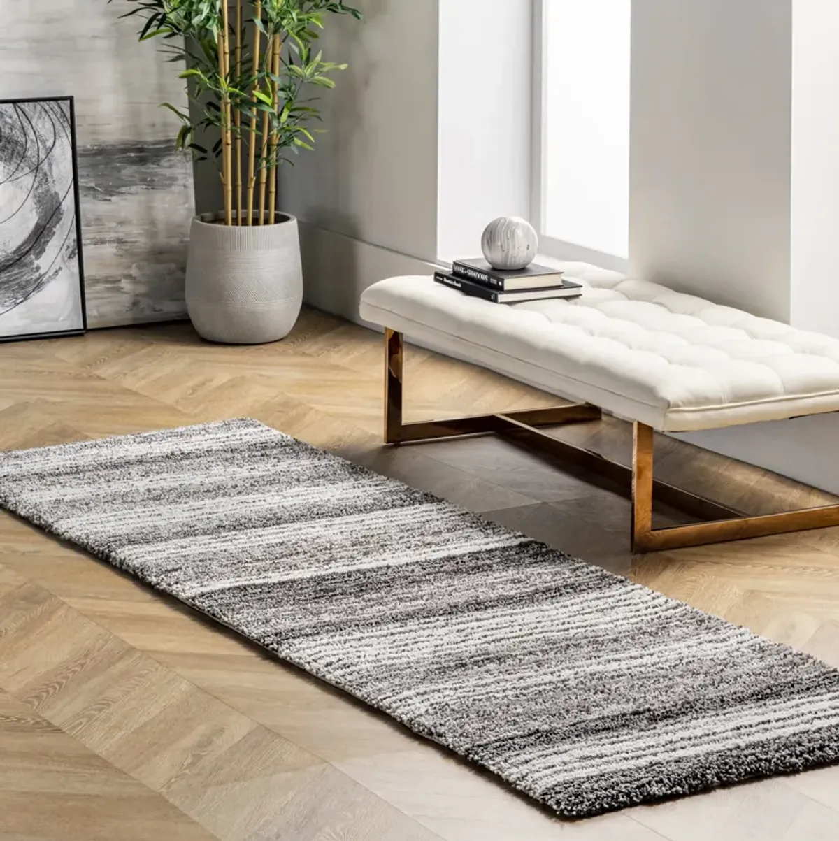 Striped Shaggy Rug