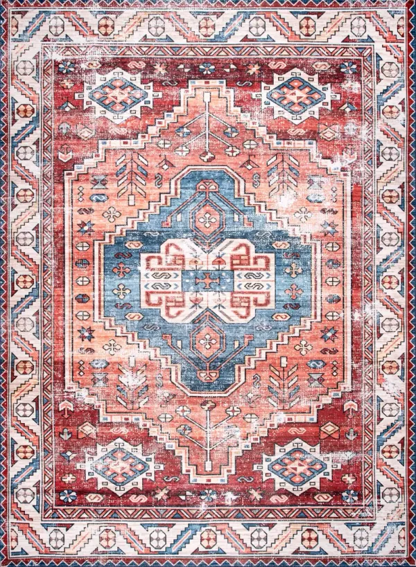 Oriental Medallion Washable Rug