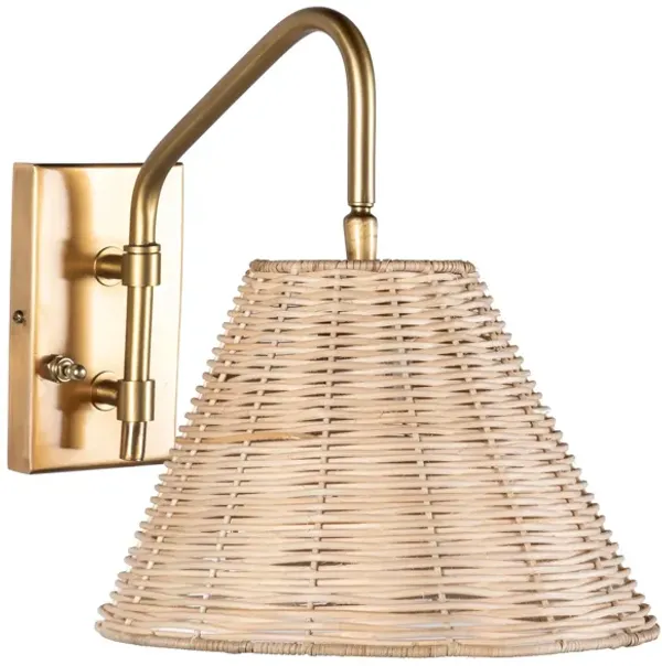13-inch Swinging Rattan Wall Sconce