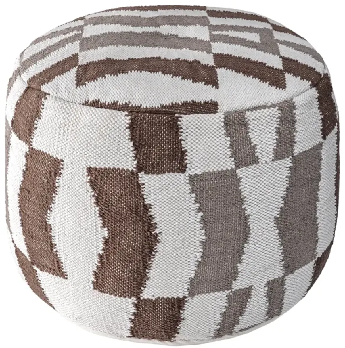 Flatwoven Herringbone Pouf