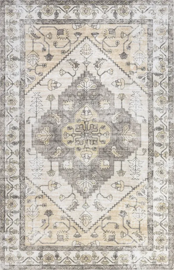 Aimee Washable Vintage Snow Peaks Rug