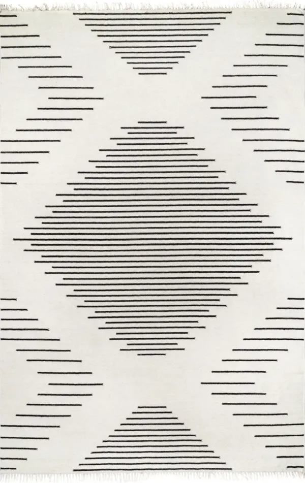 Indie Pinstripe Tasseled Rug