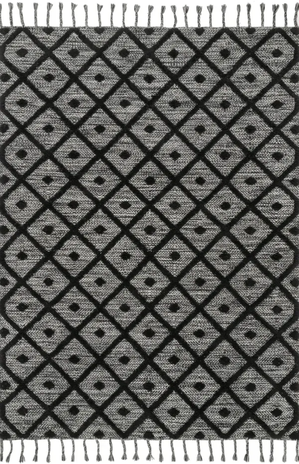 Diamond Textured Trellis Tassel Rug
