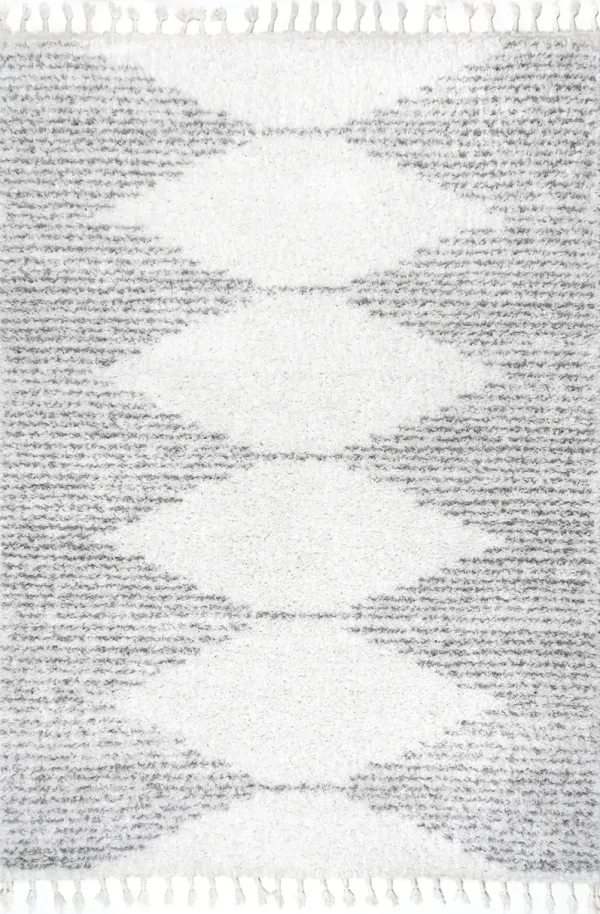 Moroccan Diamond Pinstripes Tassel Rug