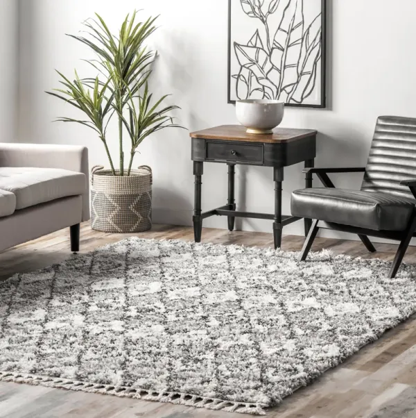 Ombre Trellis Shag With Tassels Rug