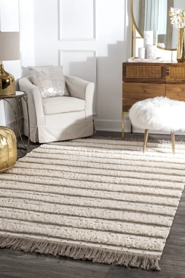 Sequined Solid Stripes Rug