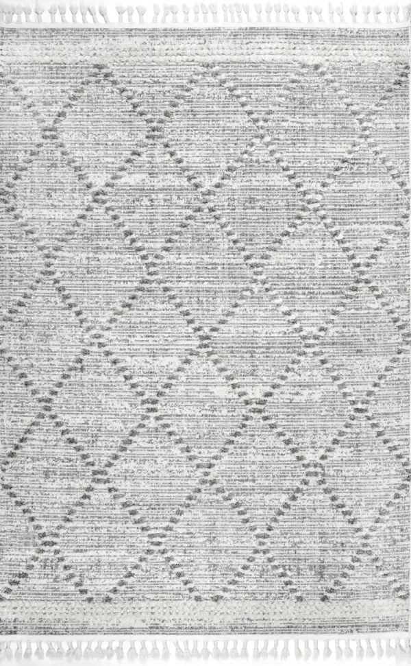Textured Cable Trellis Tassel Rug