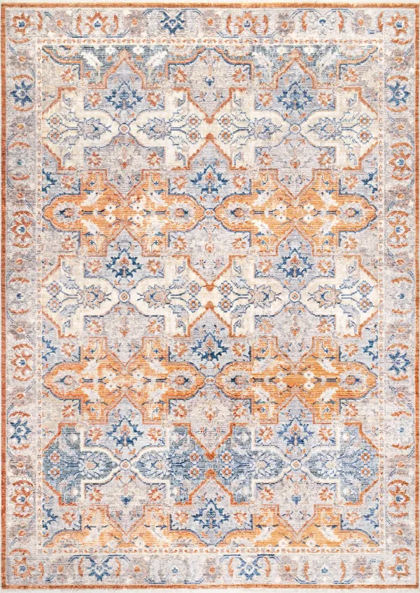 Quatrefloral Tribal Fringe Rug