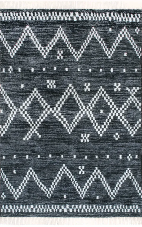 Checkered Moroccan Tassel Non-Slip Backing Rug