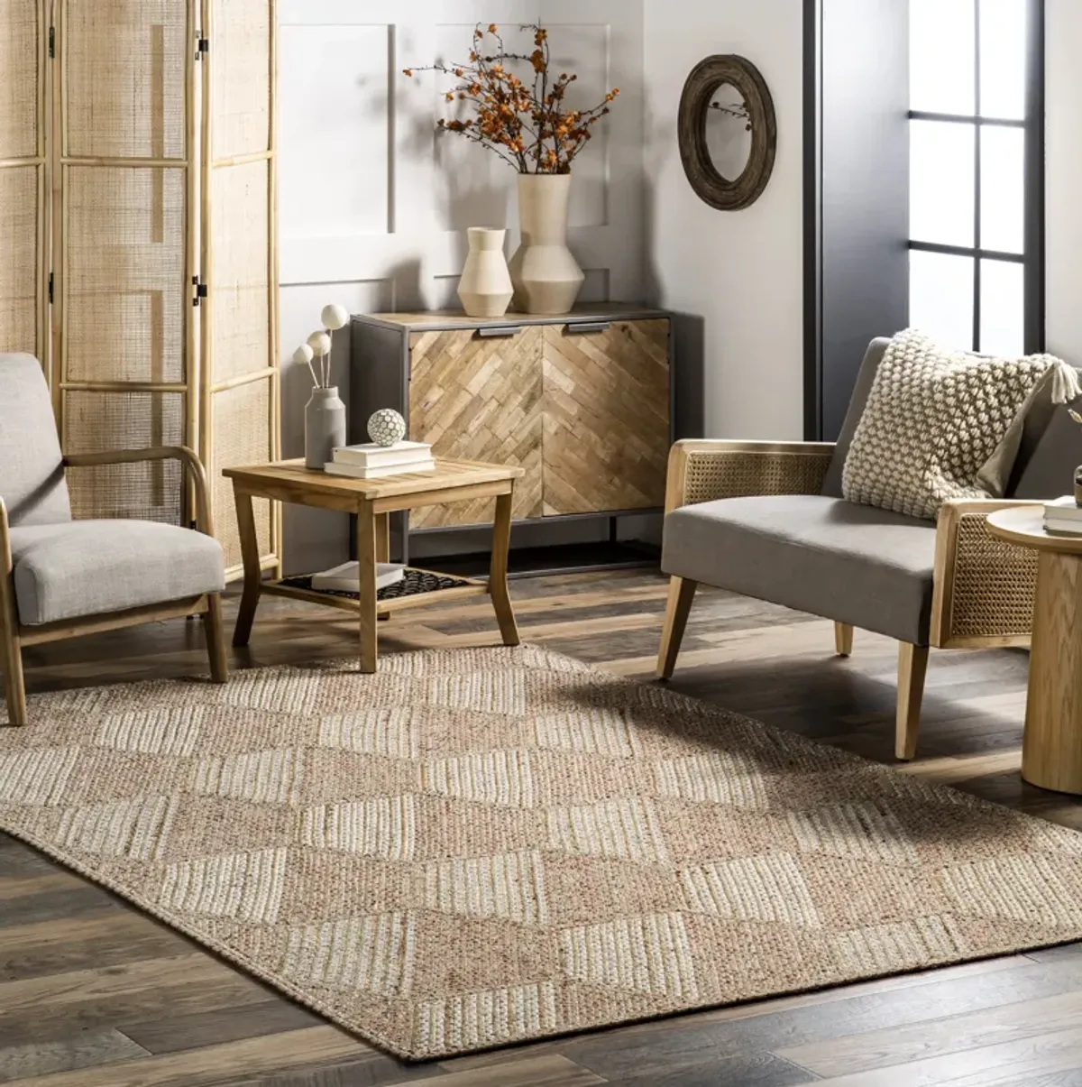 Ridzia Honeycomb Textured Rug