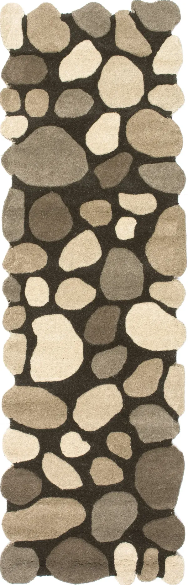Contemporary Handmade Wool Pebbles Cobblestone Rug