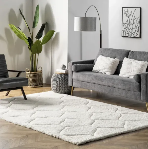 Super Soft Luxury Shag with Carved Trellis Rug