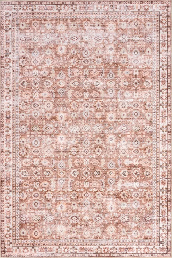 Norah Geometric Floral Spill Proof Washable Rug