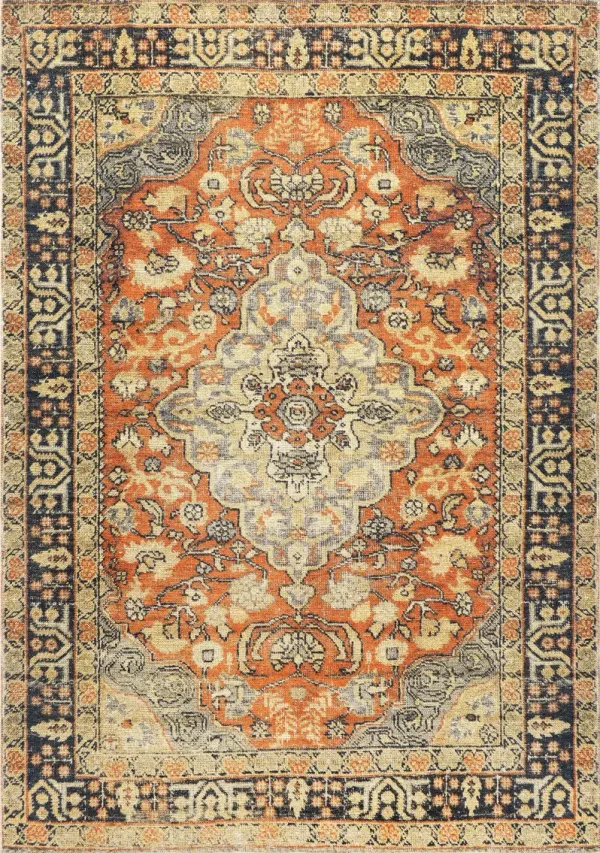 Washable Floral Medallion Rug