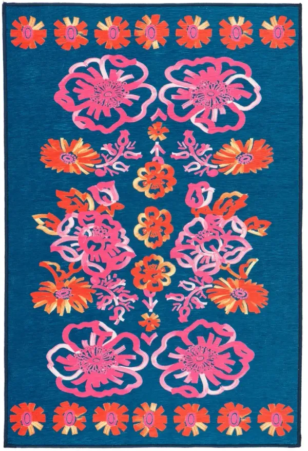 Graphic Gerbera Machine Washable Rug